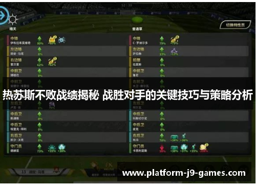 热苏斯不败战绩揭秘 战胜对手的关键技巧与策略分析