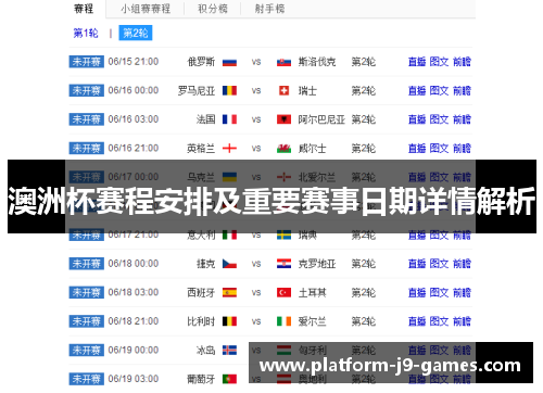 澳洲杯赛程安排及重要赛事日期详情解析